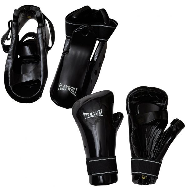 Dipped Foam Black Sparring Set ( Gloves & Boots ) - MEDIUM